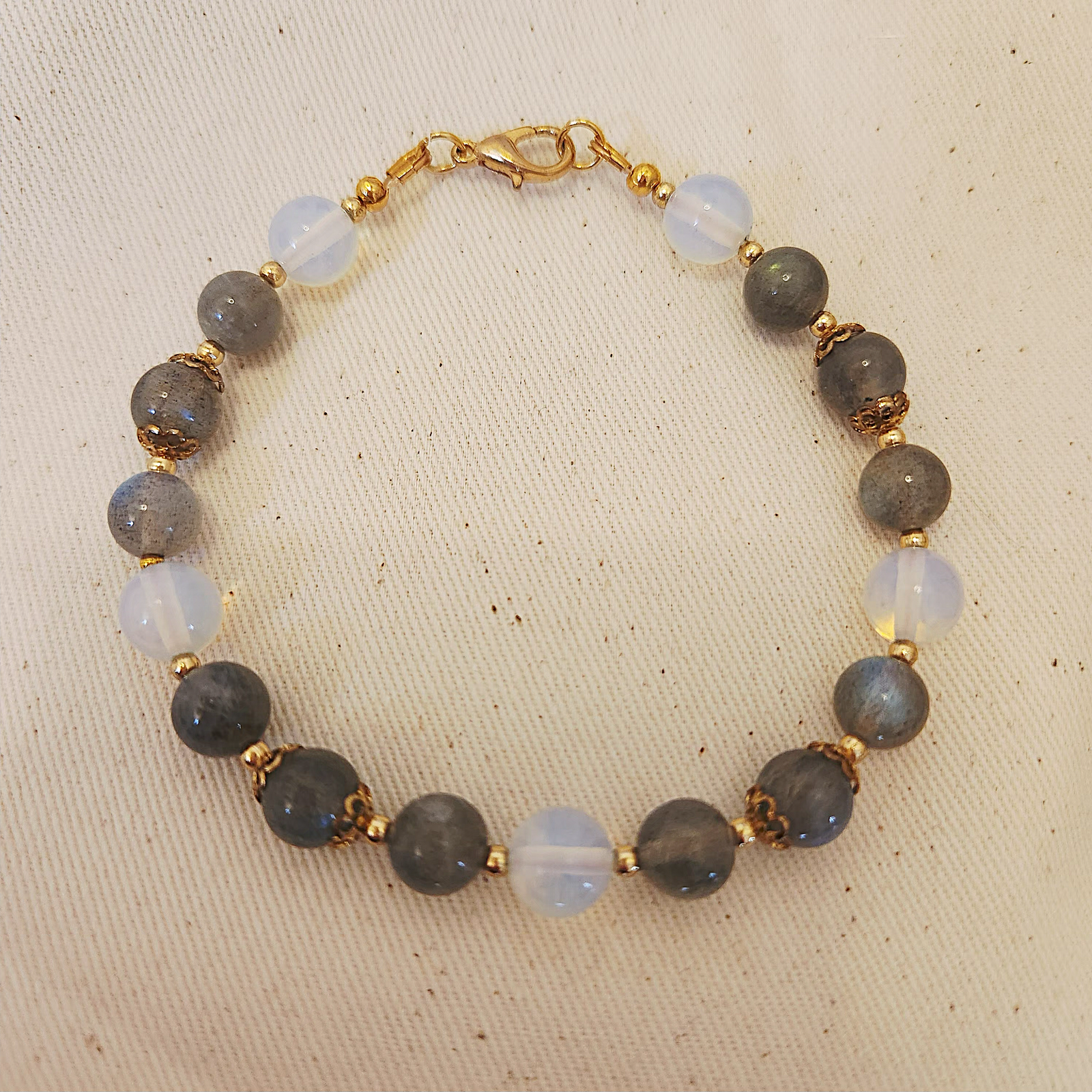 Alternative view of Labradorite and Opalite bracelet